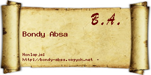 Bondy Absa névjegykártya